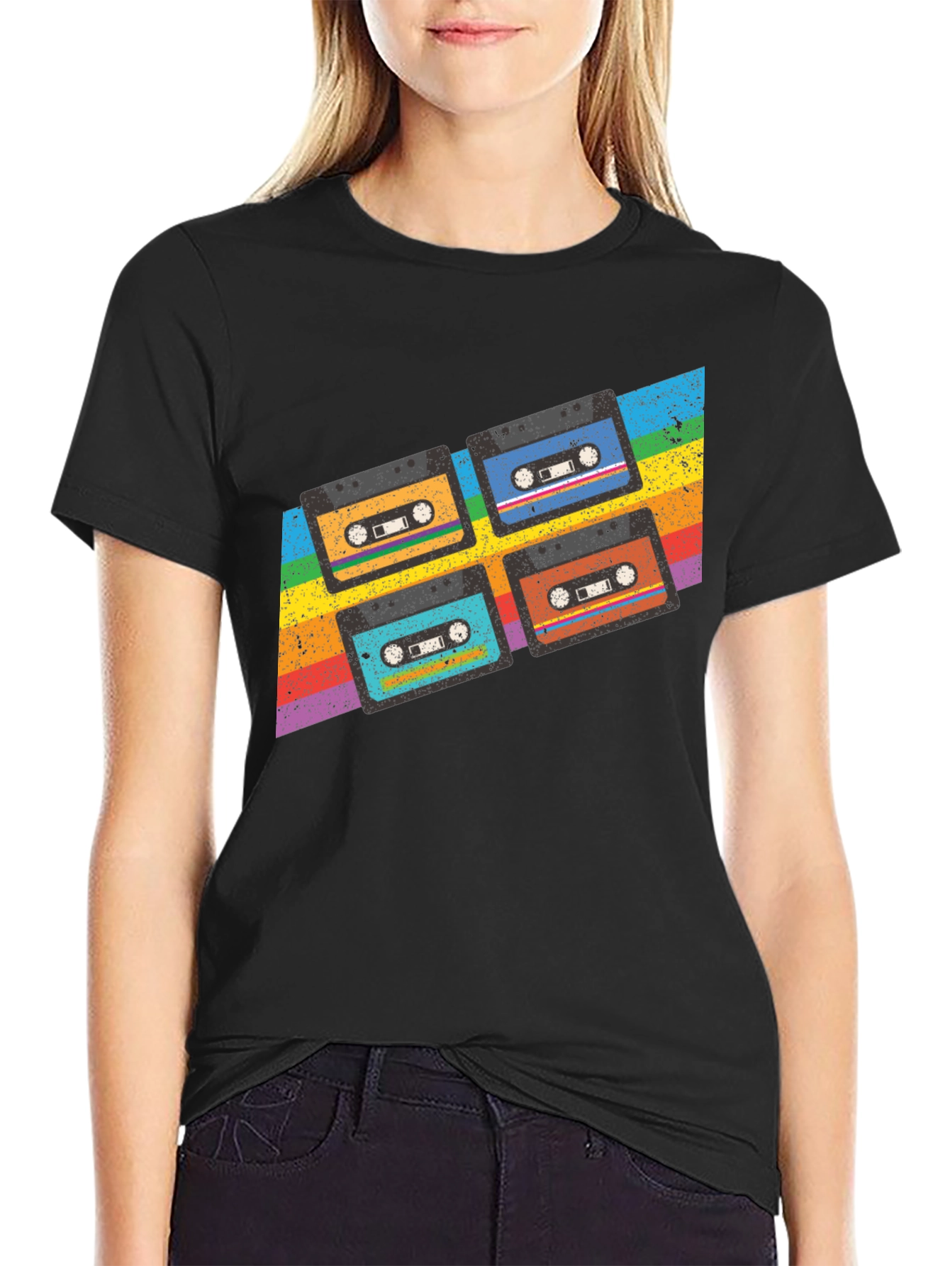 Retro Cassette Tape Rainbow T-Shirt