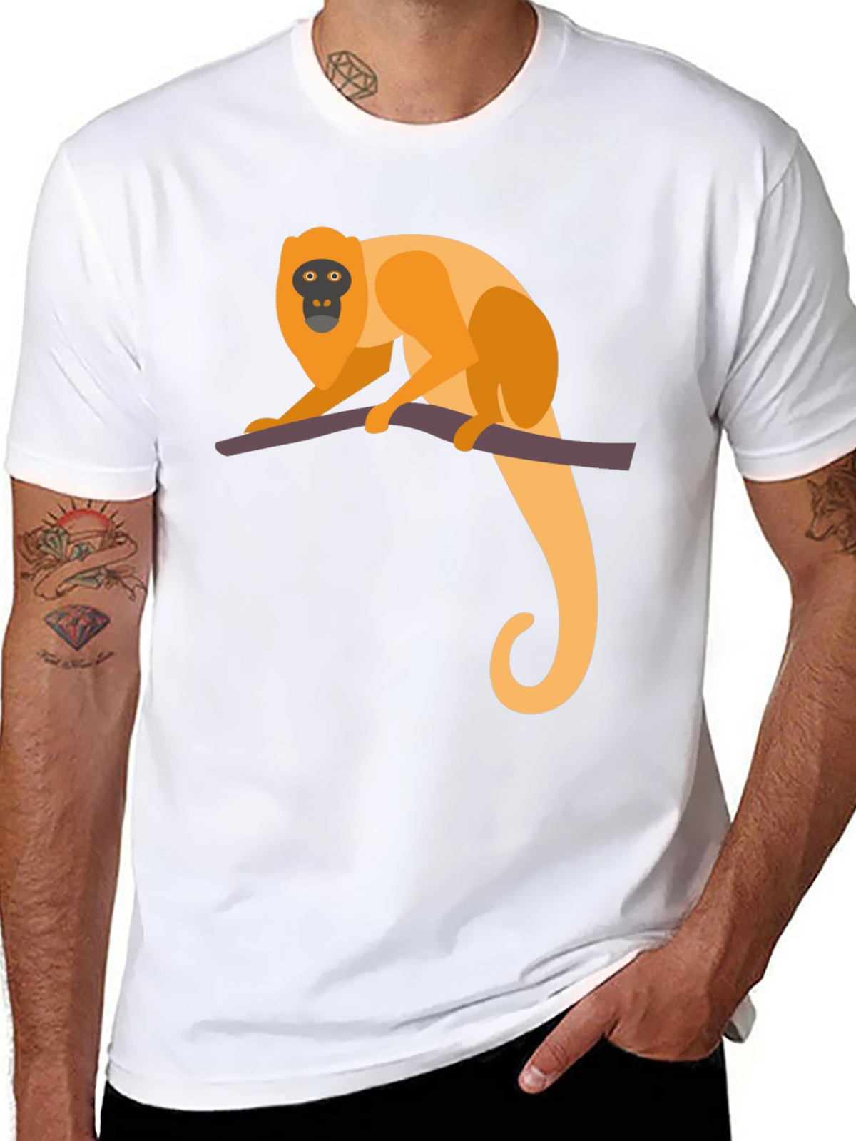 Monkey Graphic Tee - Black Cotton T-Shirt