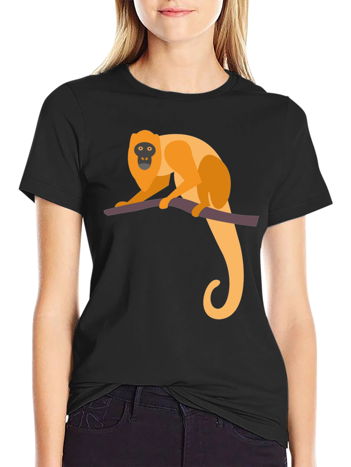 Monkey Graphic Tee - Black Cotton T-Shirt