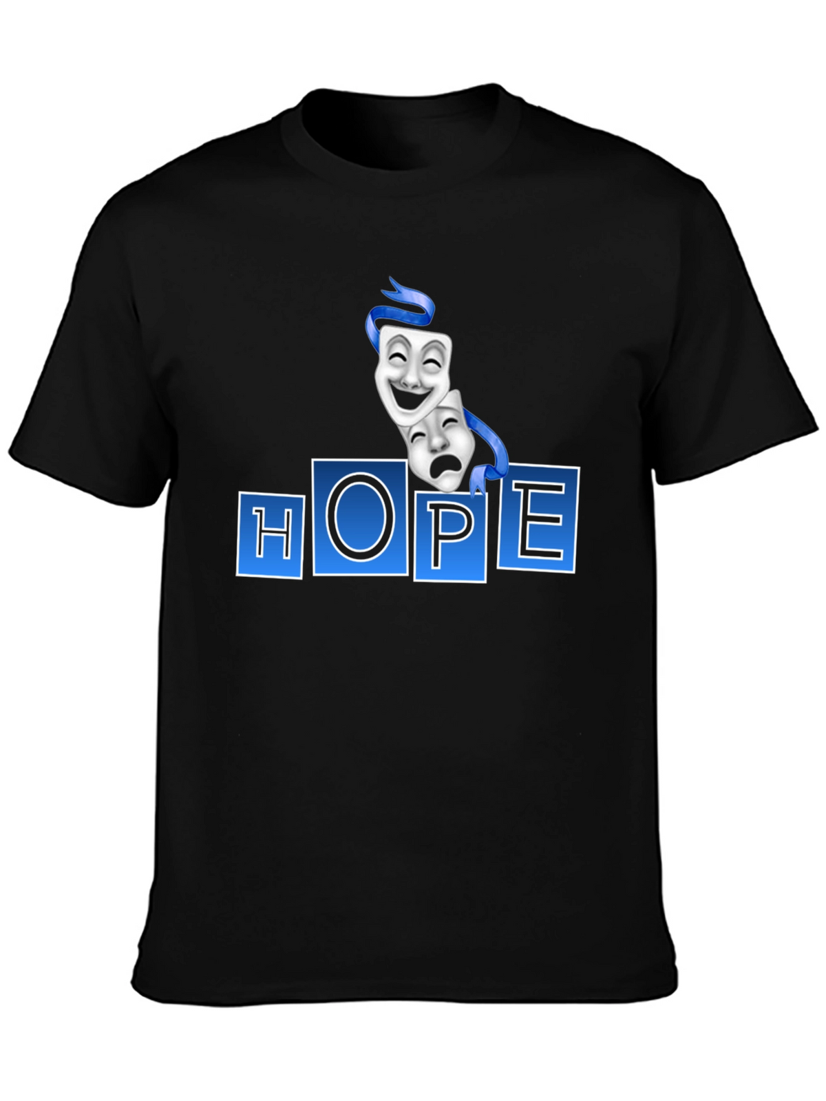 HOPE Graphic T-Shirt with Comedy Tragedy Masks