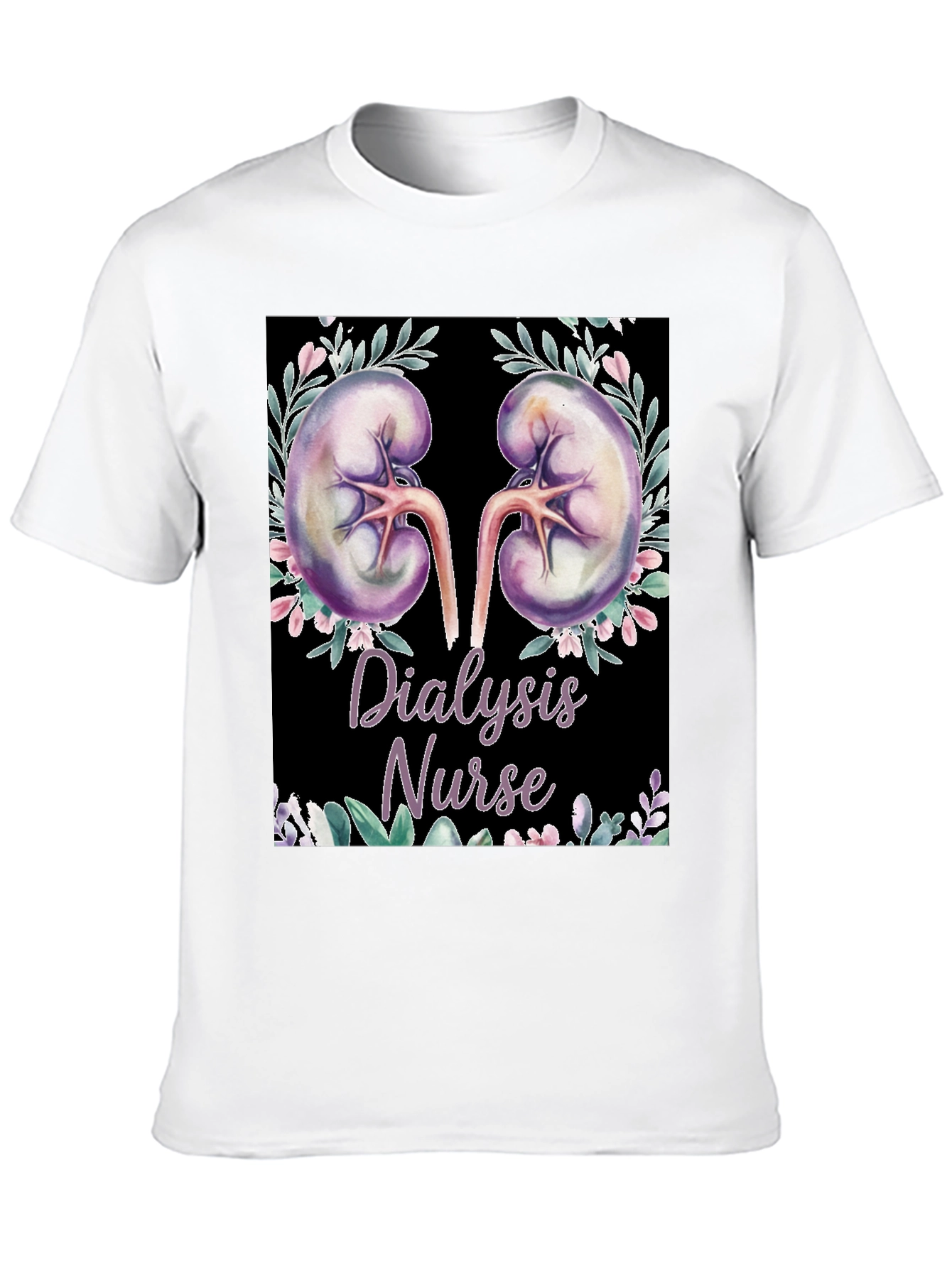 Dialysis Nurse Floral Kidney Graphic Tee