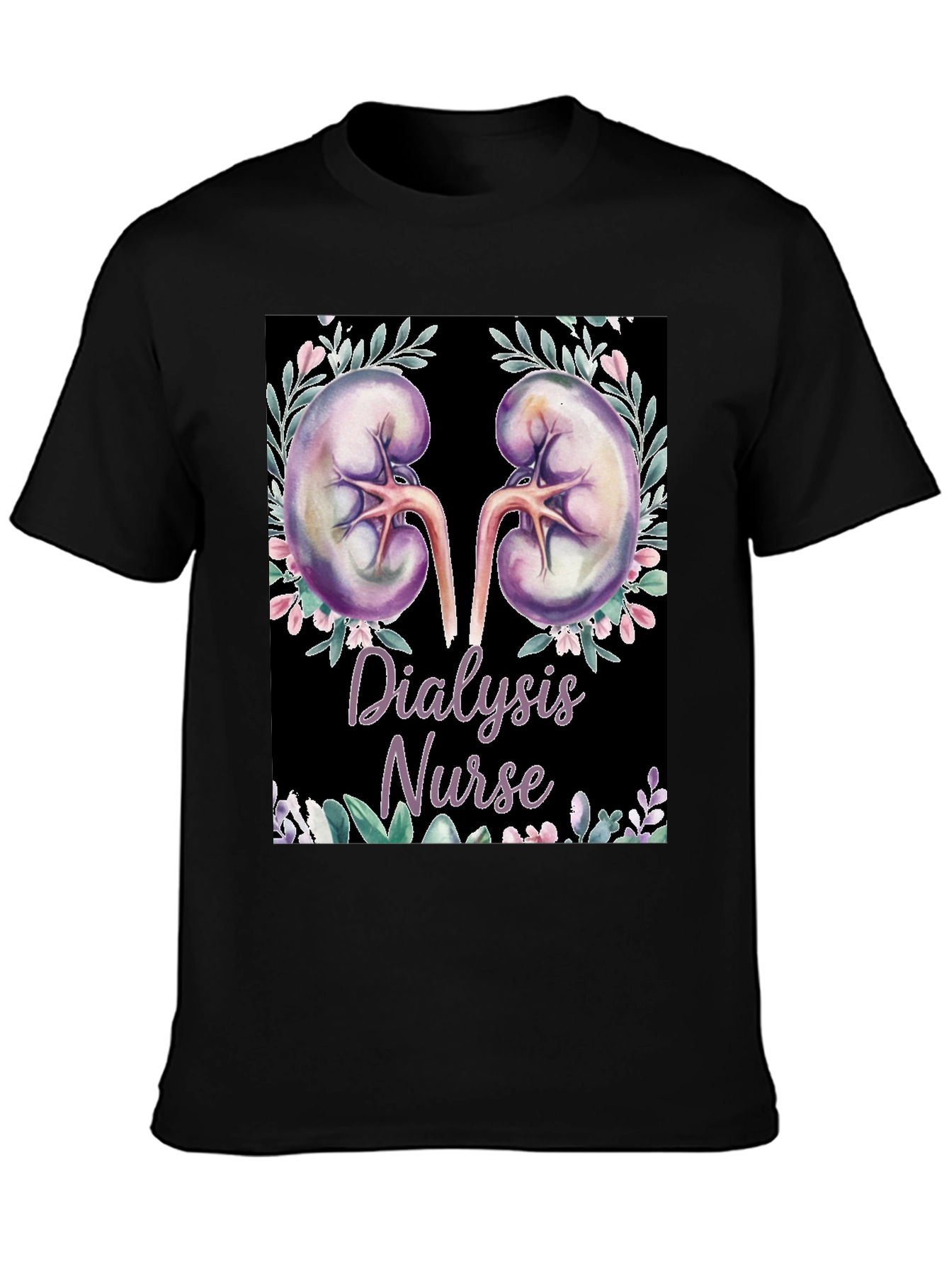 Dialysis Nurse Floral Kidney Graphic Tee