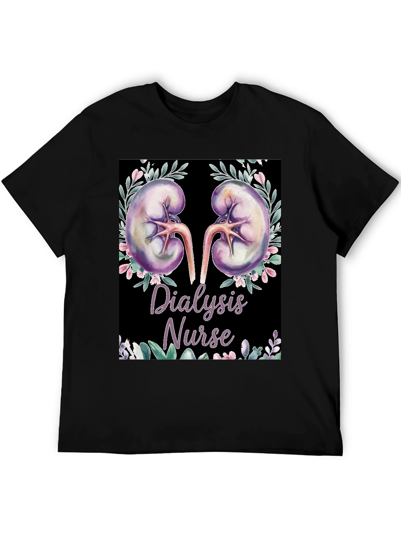 Dialysis Nurse Floral Kidney Graphic Tee