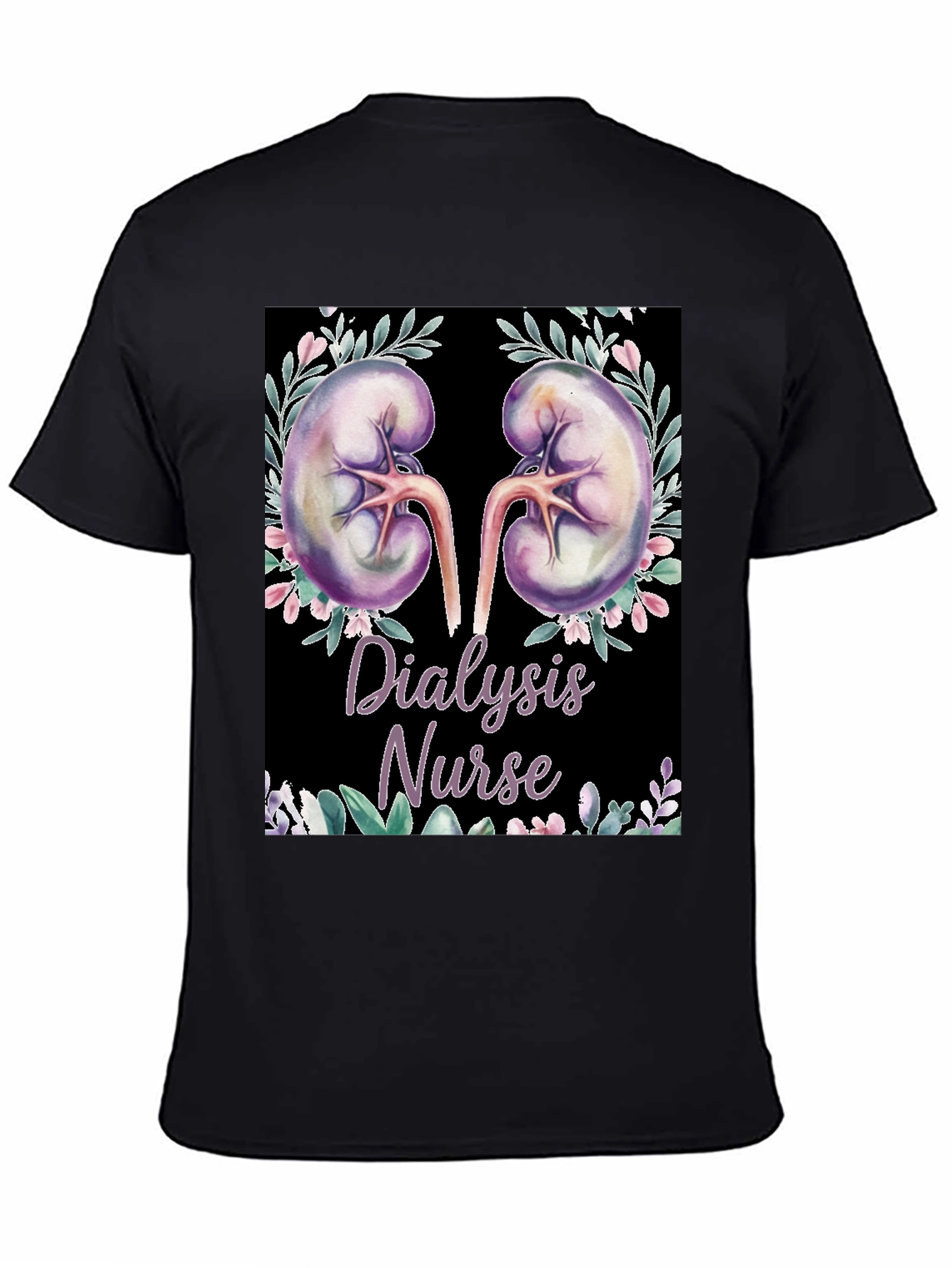 Dialysis Nurse Floral Kidney Graphic Tee