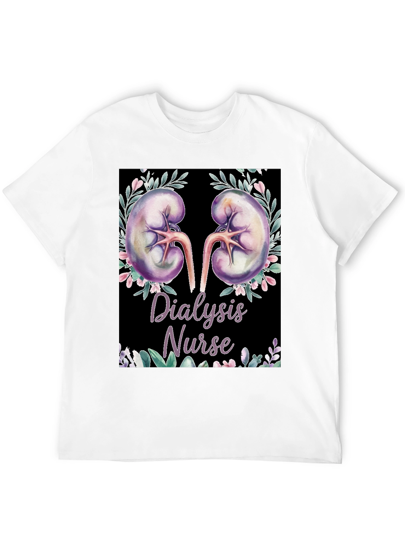 Dialysis Nurse Floral Kidney Graphic Tee