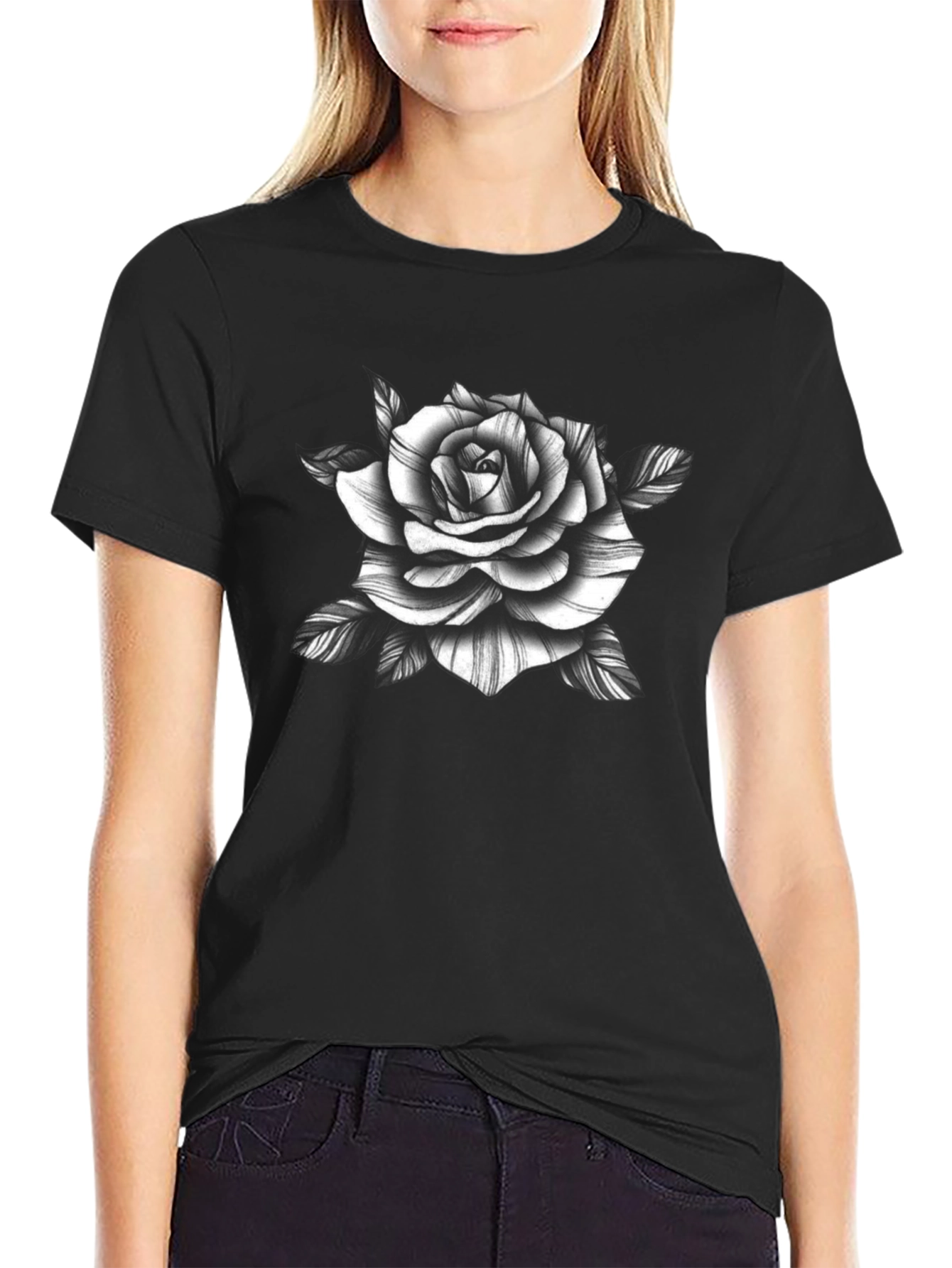 Black Rose Graphic Tee - Stylish Mens T-Shirt