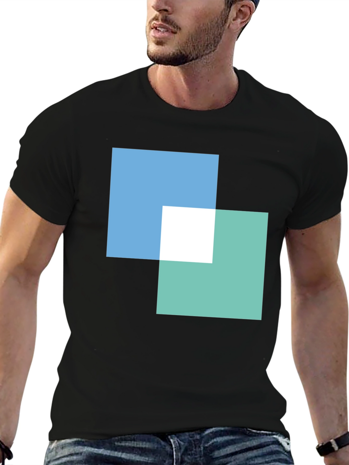 Modern Overlapping Squares Graphic Tee