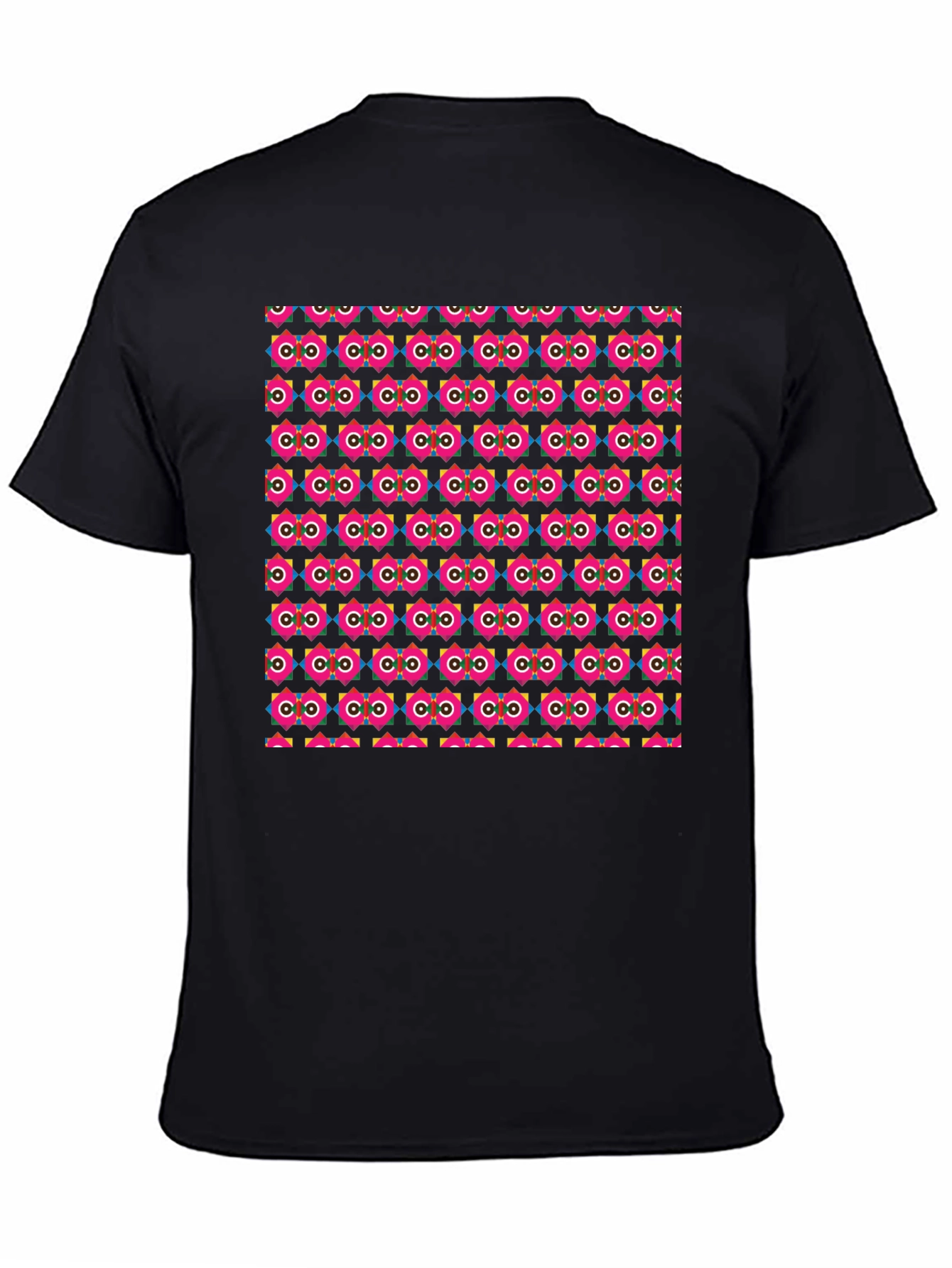 Retro Geometric Pattern Black T-Shirt