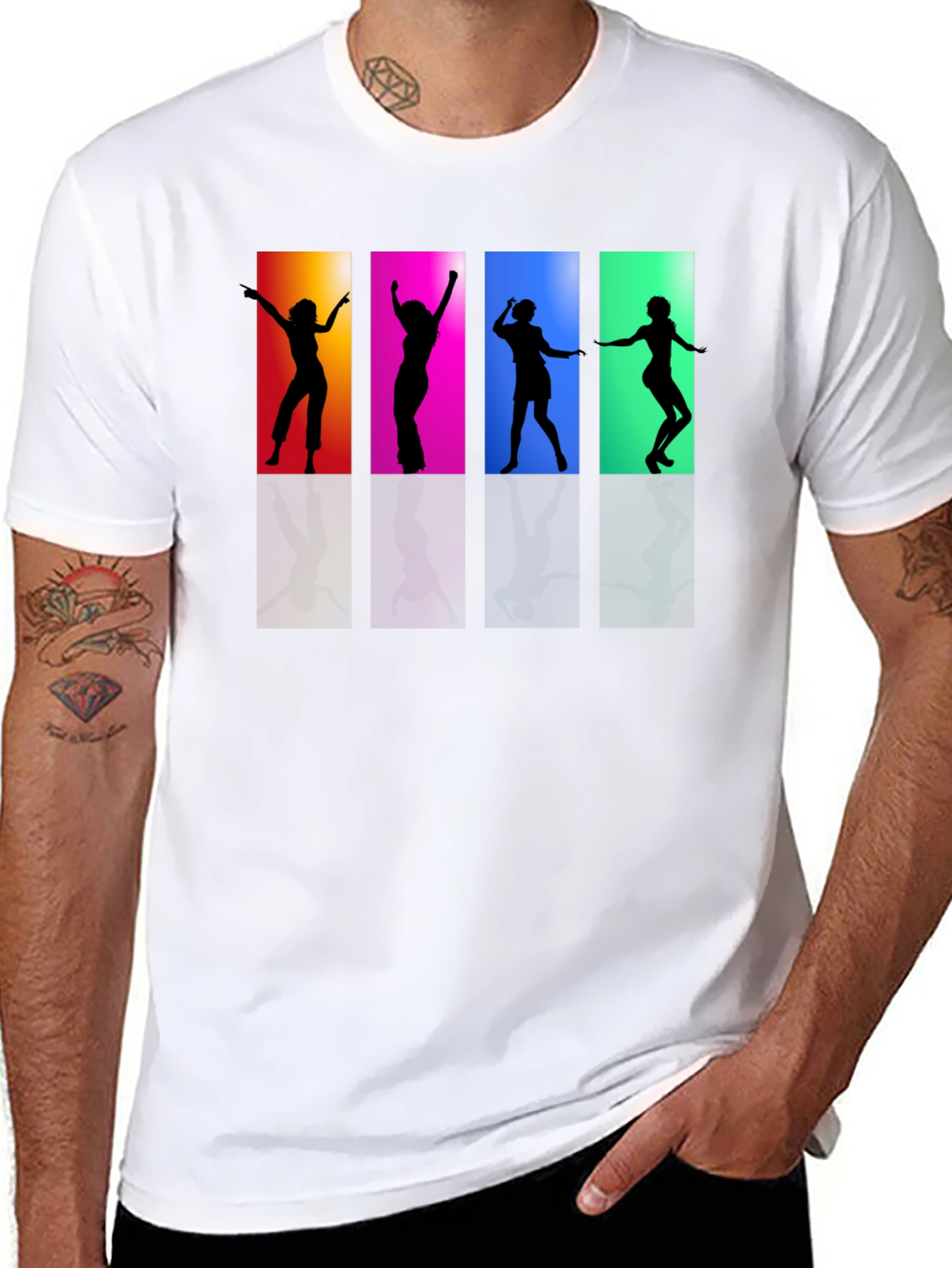 Retro Dance Silhouette Graphic Tee - Black