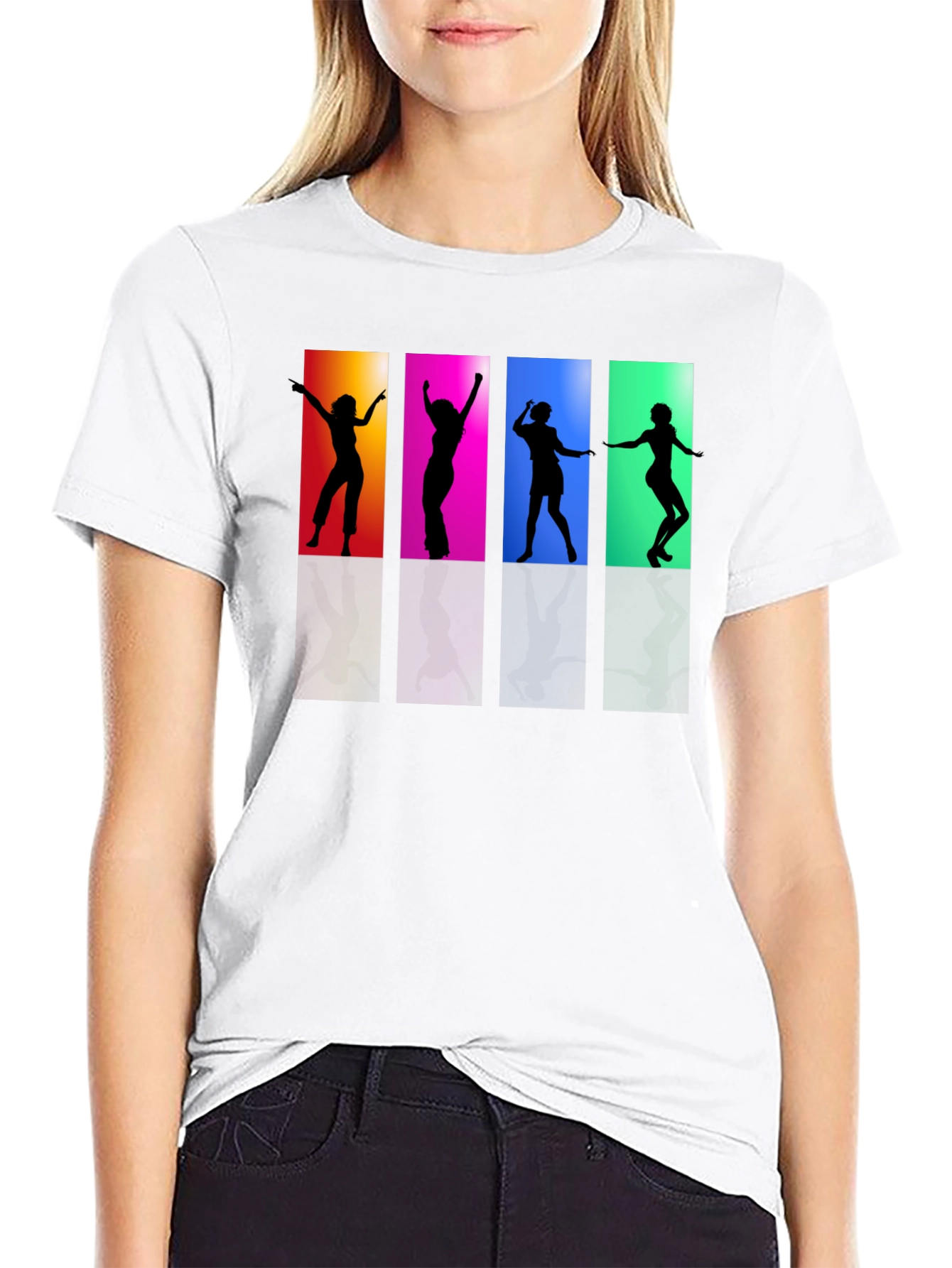 Retro Dance Silhouette Graphic Tee - Black