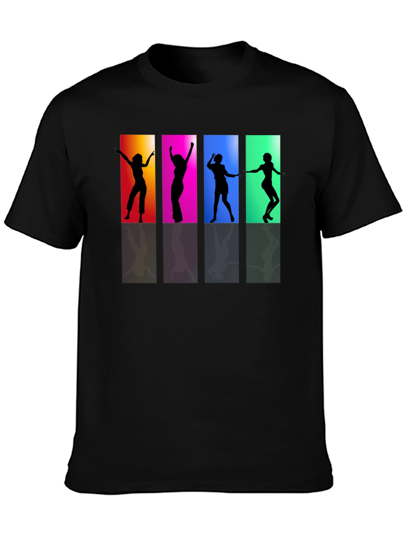 Retro Dance Silhouette Graphic Tee - Black