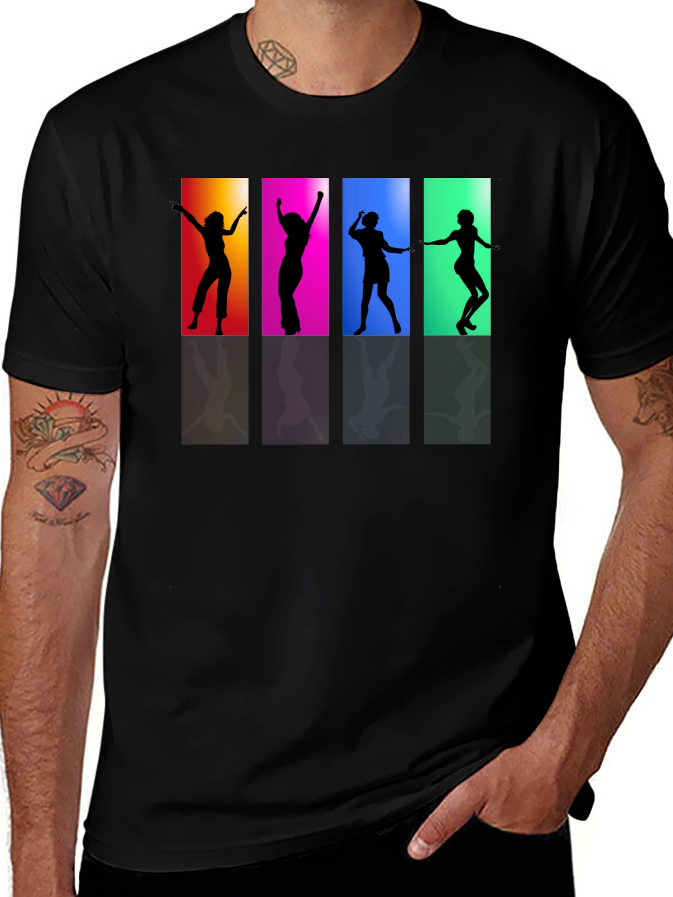 Retro Dance Silhouette Graphic Tee - Black