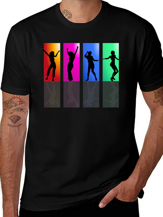 Retro Dance Silhouette Graphic Tee - Black