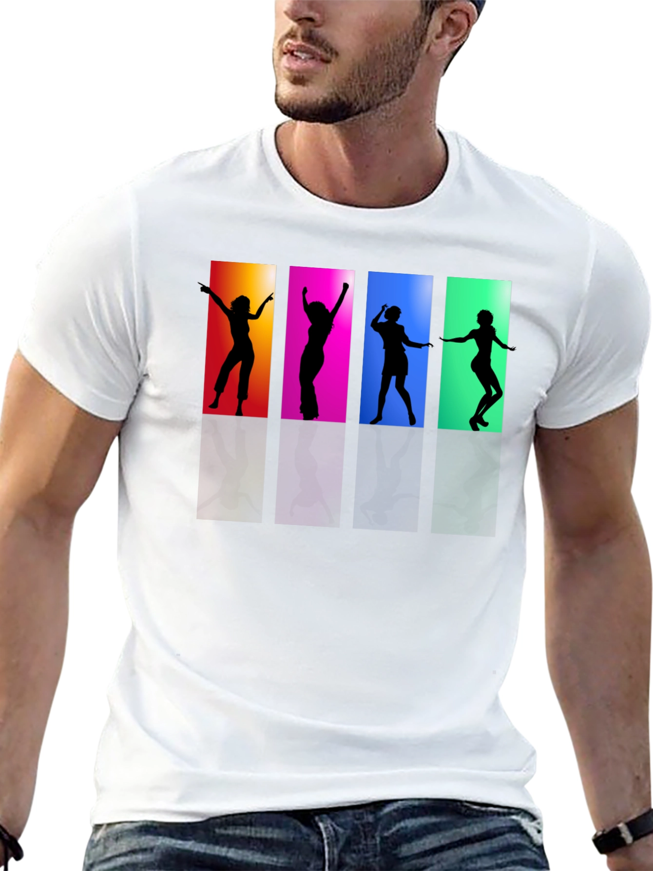 Retro Dance Silhouette Graphic Tee - Black