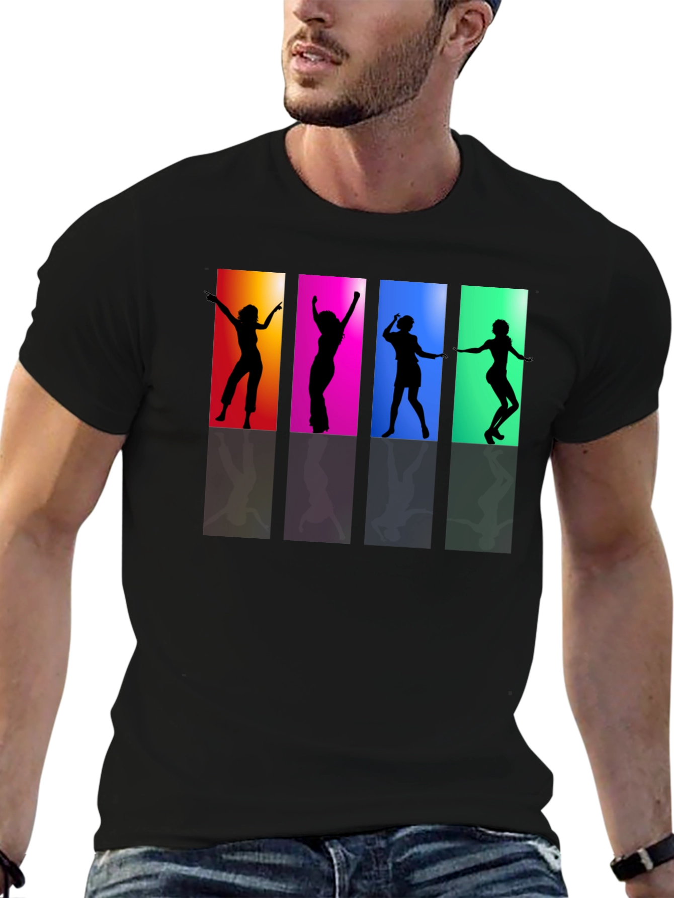 Retro Dance Silhouette Graphic Tee - Black