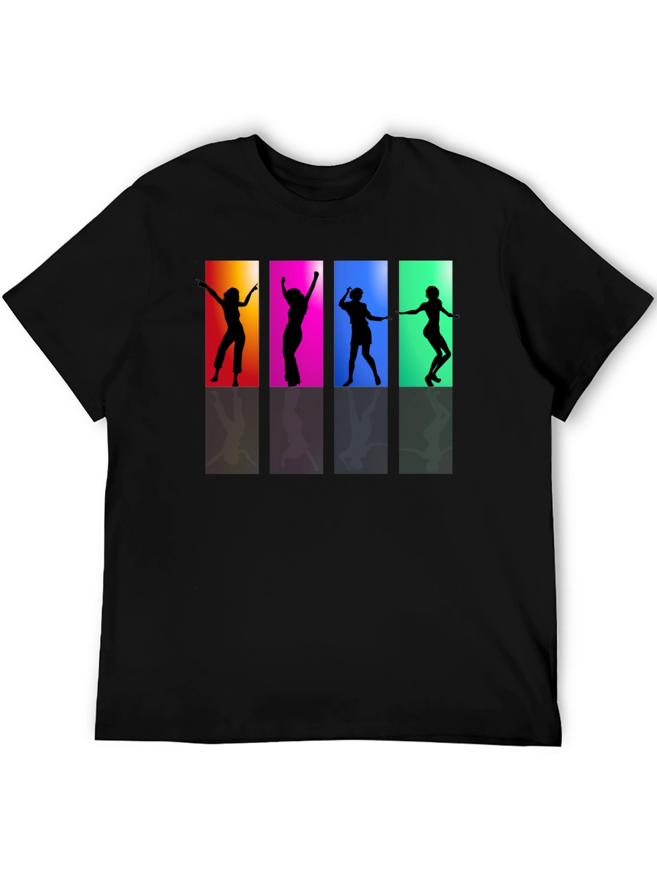 Retro Dance Silhouette Graphic Tee - Black