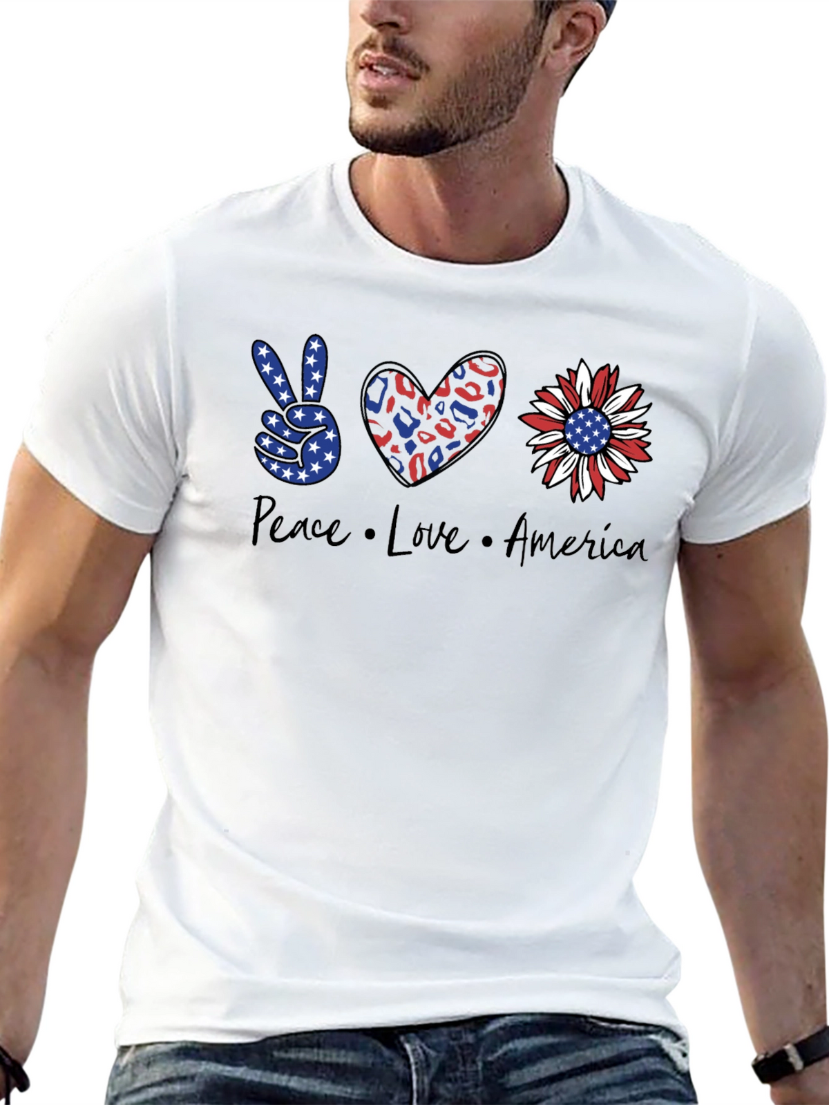 Peace Love America Patriotic T-Shirt