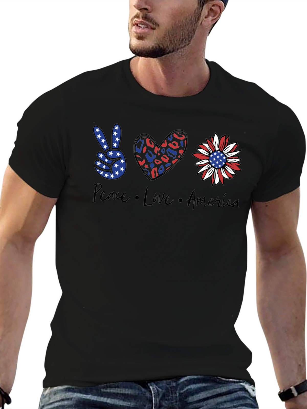 Peace Love America Patriotic T-Shirt