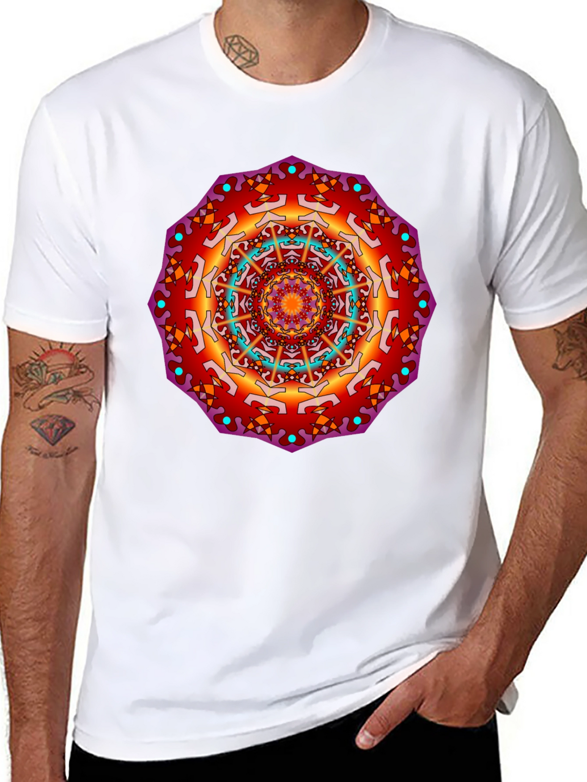Mandala Print Black T-Shirt - Vibrant Design