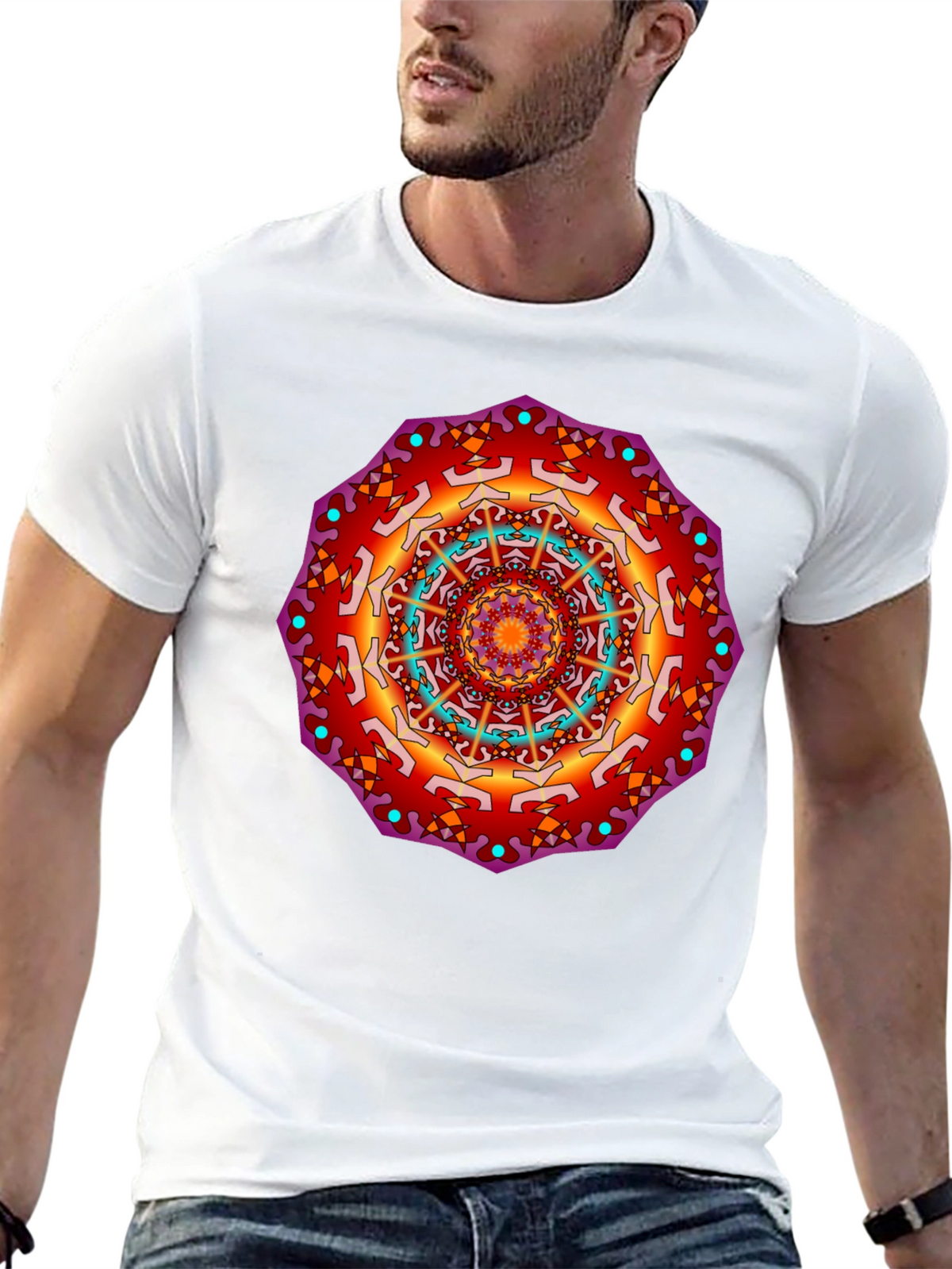 Mandala Print Black T-Shirt - Vibrant Design