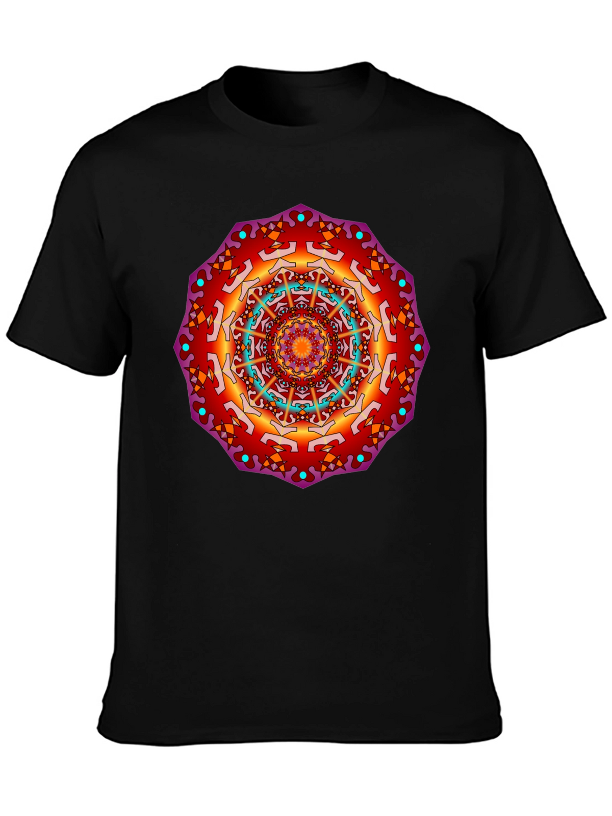 Mandala Print Black T-Shirt - Vibrant Design