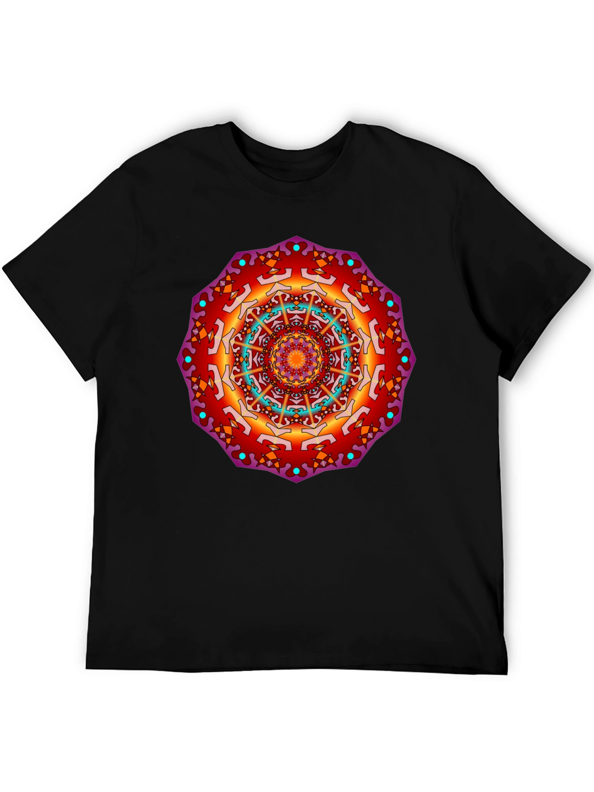 Mandala Print Black T-Shirt - Vibrant Design