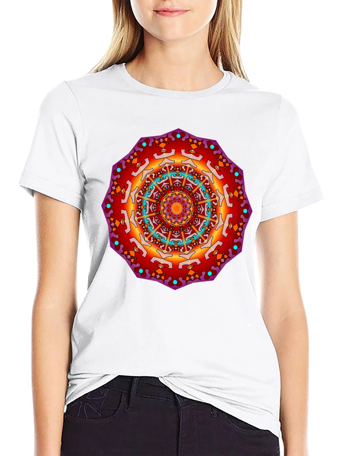 Mandala Print Black T-Shirt - Vibrant Design
