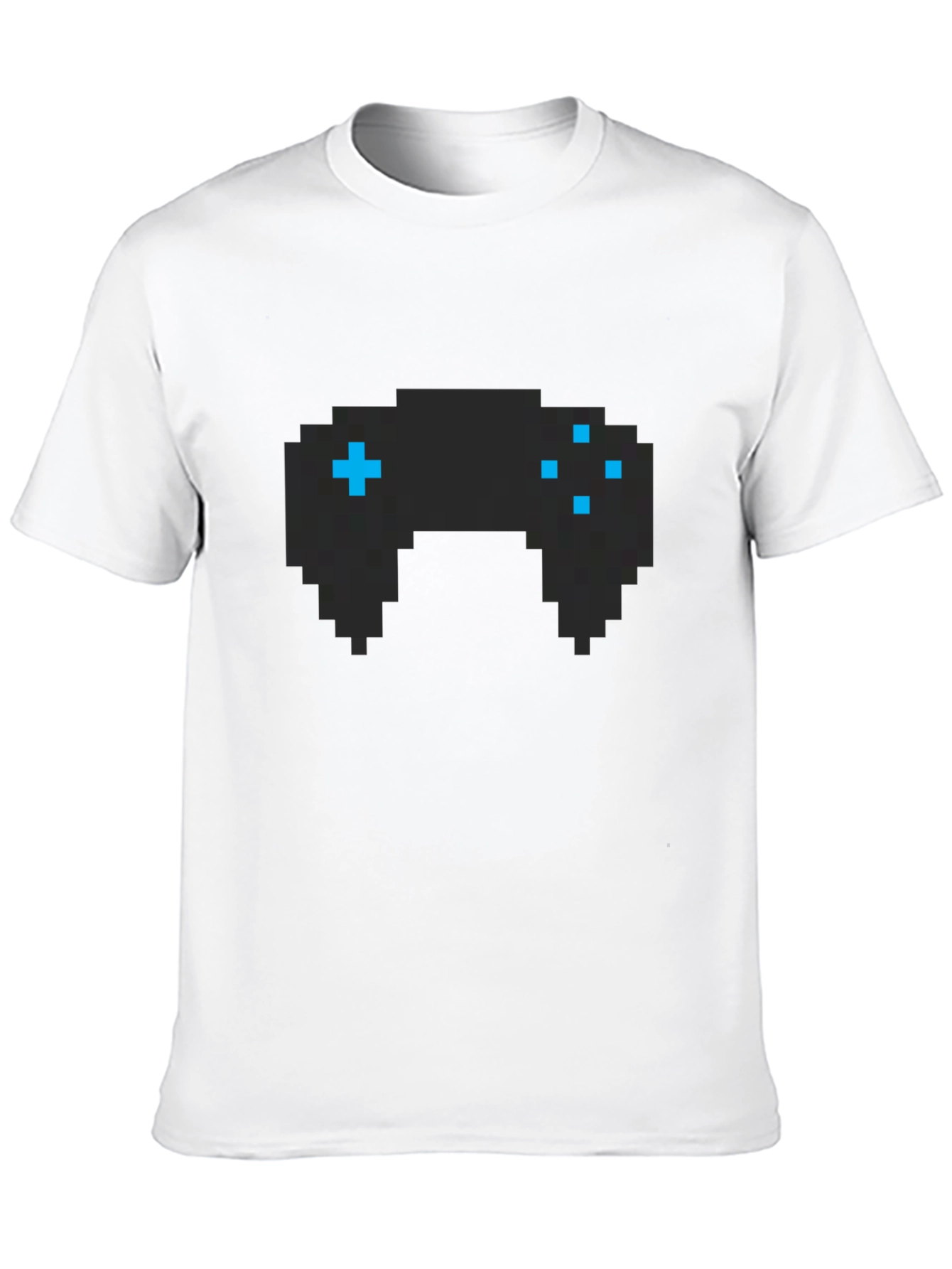 Pixel Game Controller Graphic Tee - Black Cotton T-Shirt
