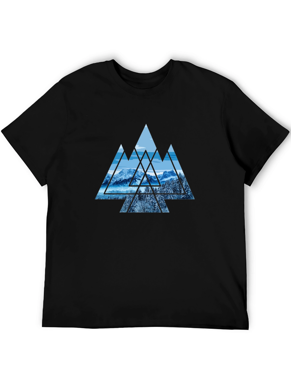 Mountainscape Graphic Print Black Tee