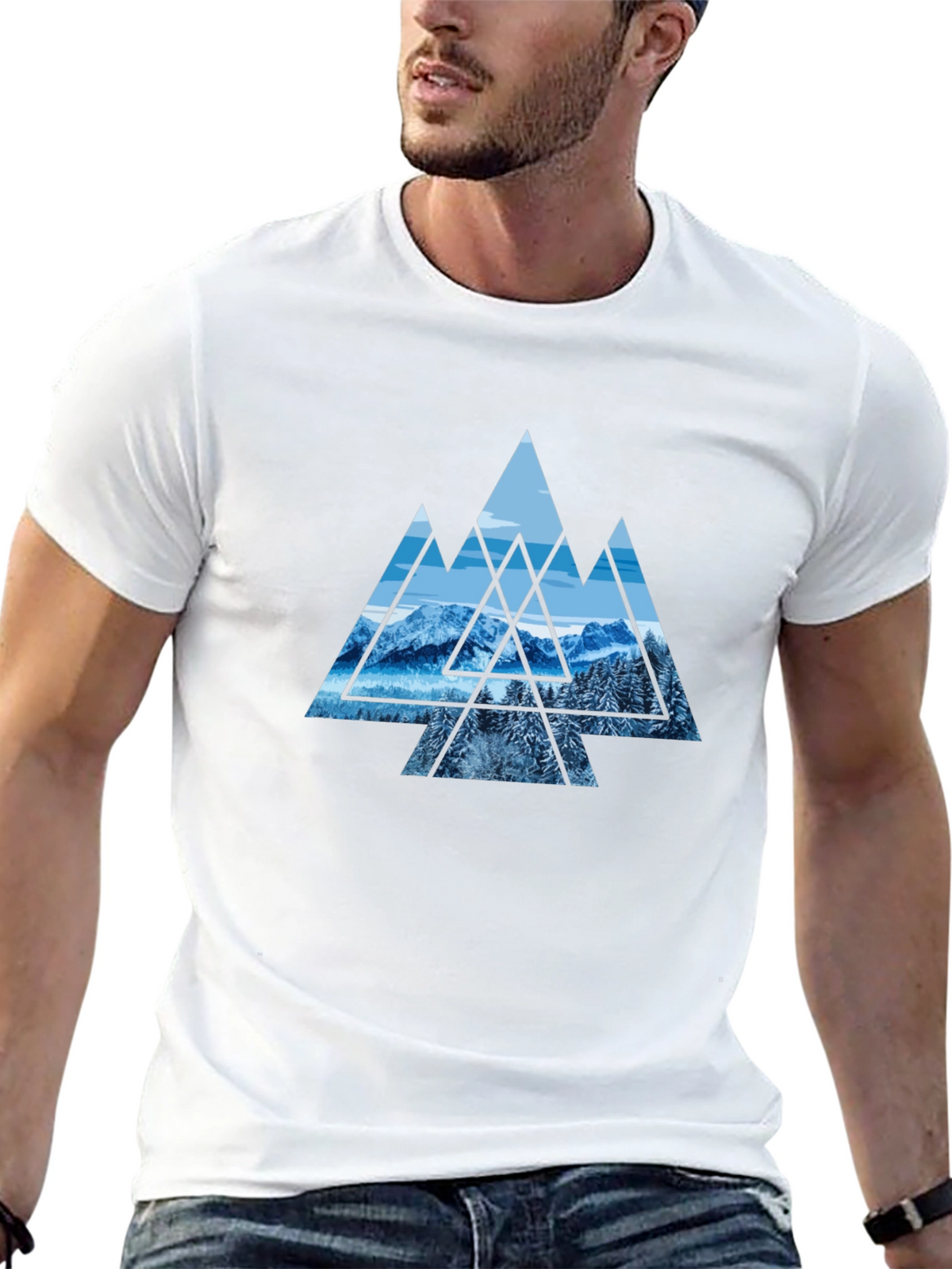 Mountainscape Graphic Print Black Tee