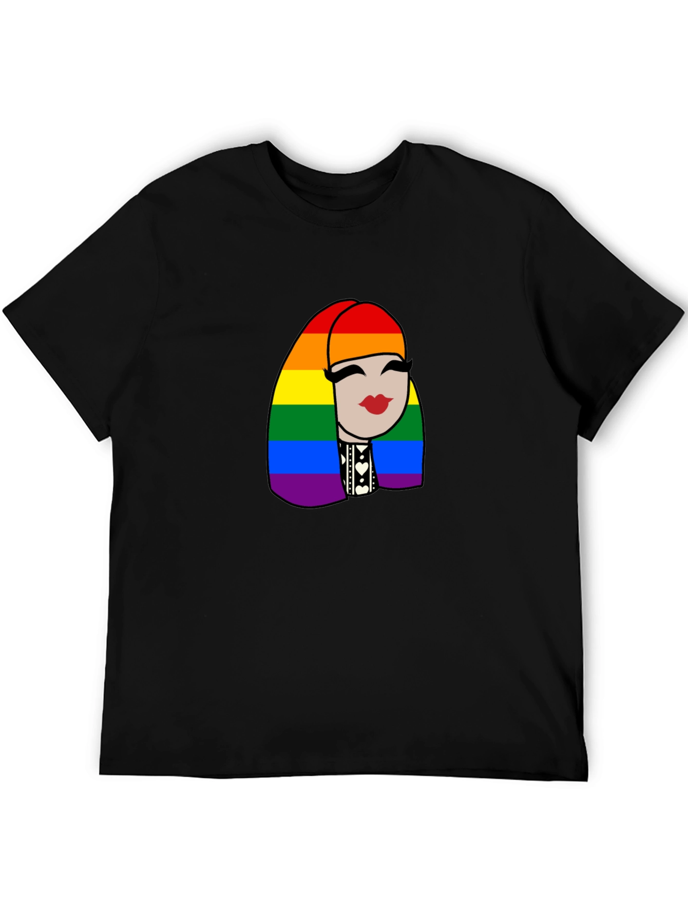 Pride Rainbow Haired Woman Black T-Shirt