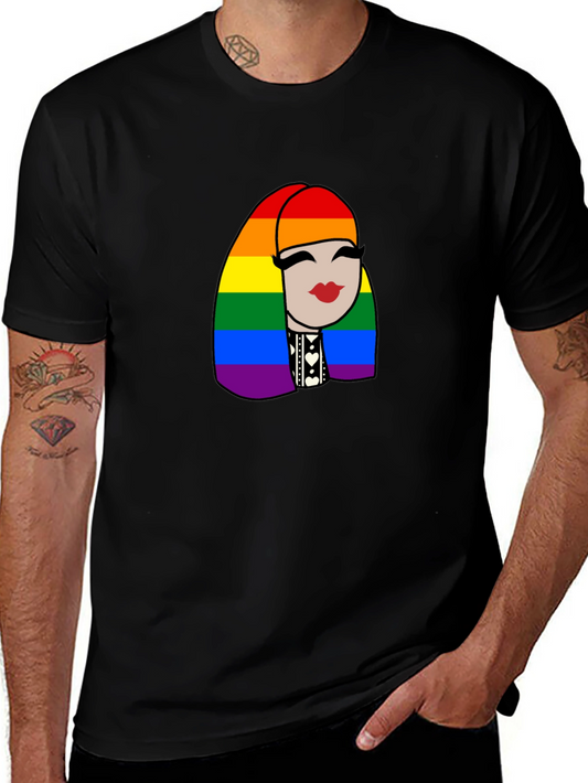 Pride Rainbow Haired Woman Black T-Shirt