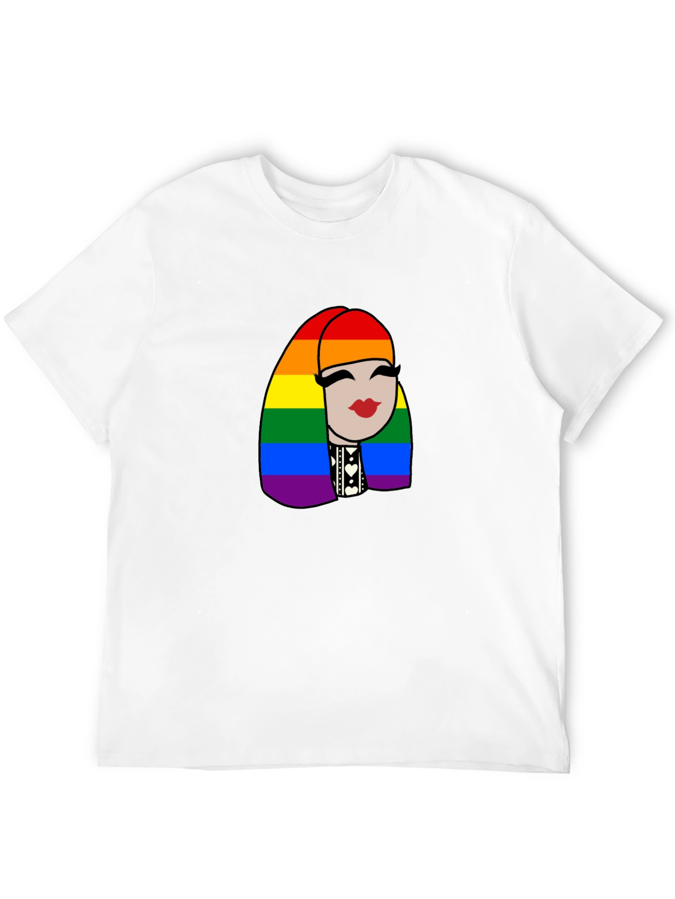 Pride Rainbow Haired Woman Black T-Shirt