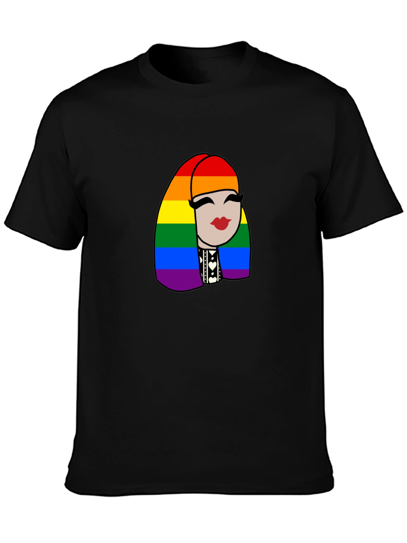 Pride Rainbow Haired Woman Black T-Shirt