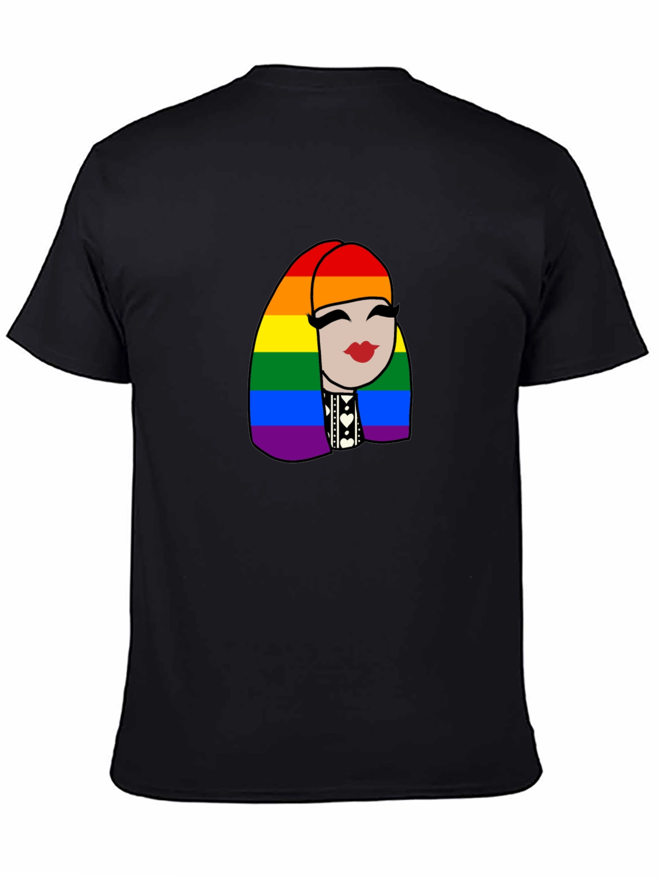 Pride Rainbow Haired Woman Black T-Shirt