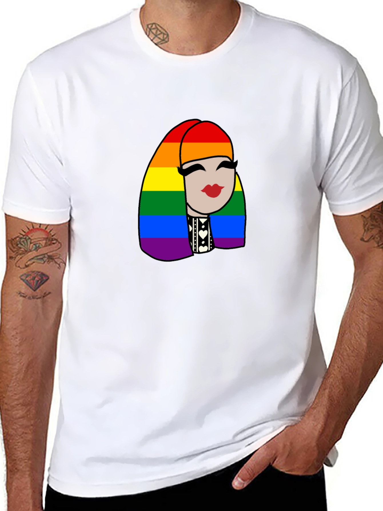 Pride Rainbow Haired Woman Black T-Shirt