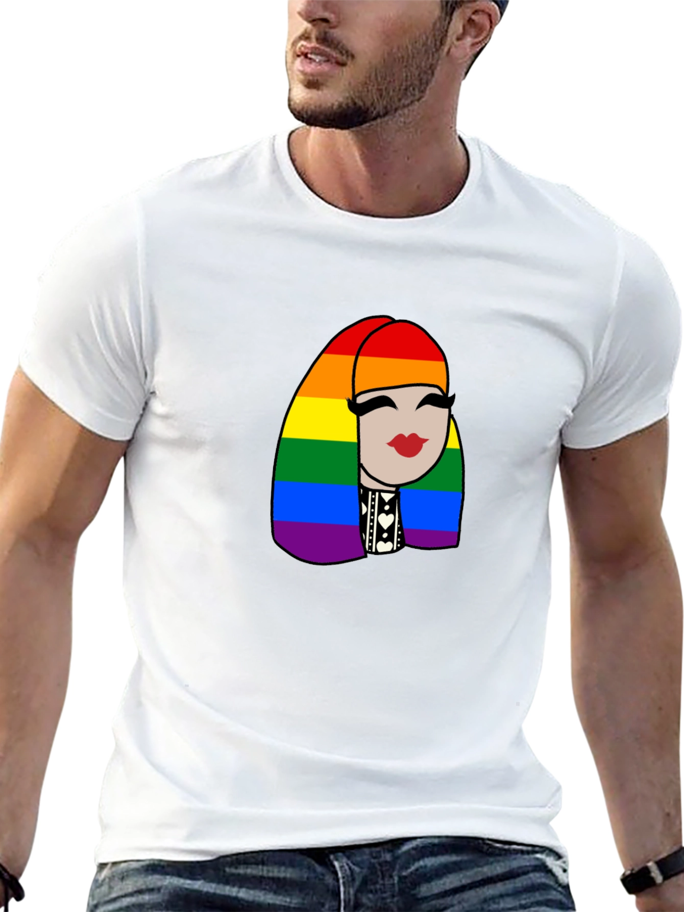 Pride Rainbow Haired Woman Black T-Shirt