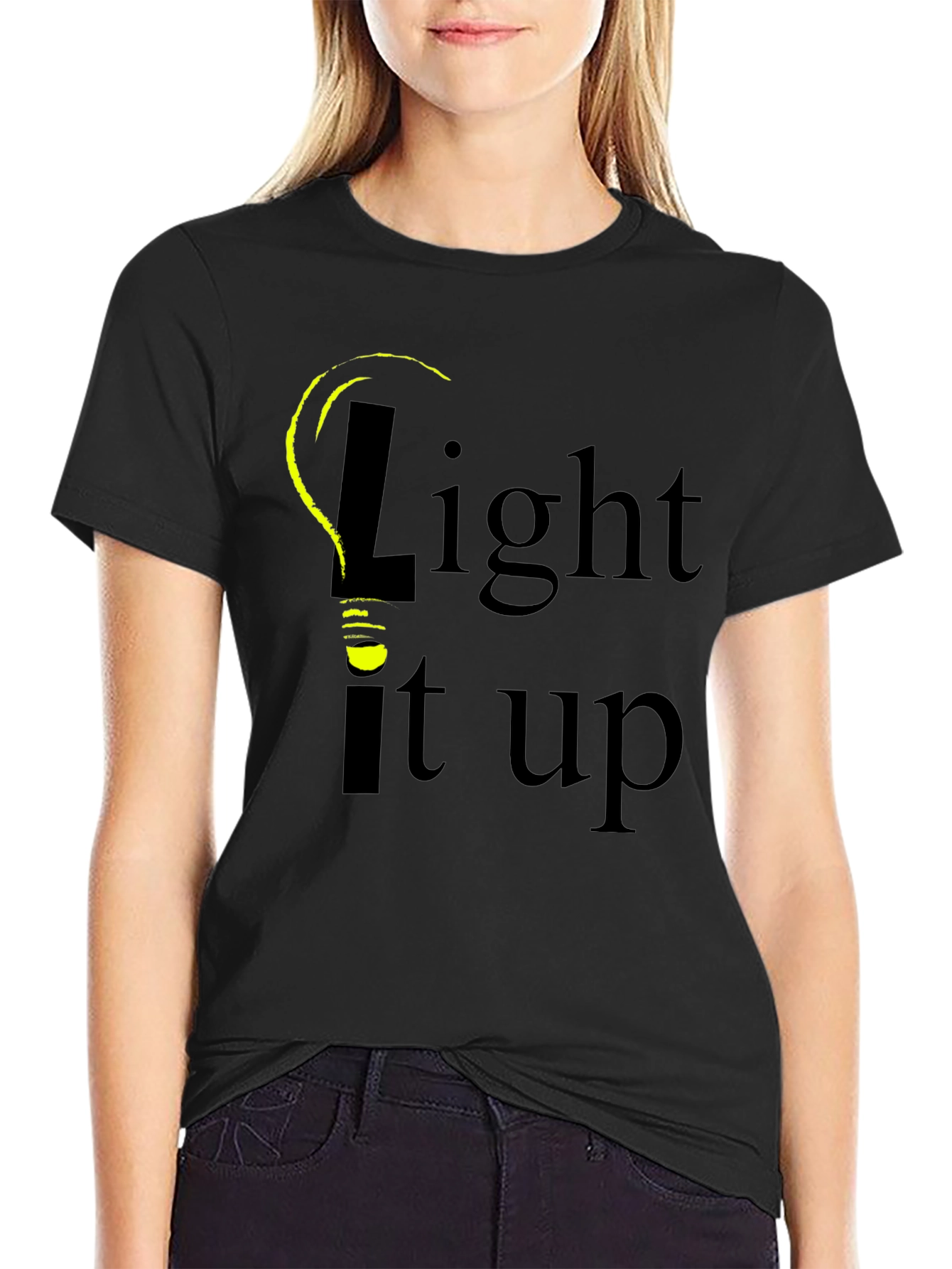 Light It Up Graphic Tee - Black Cotton T-Shirt