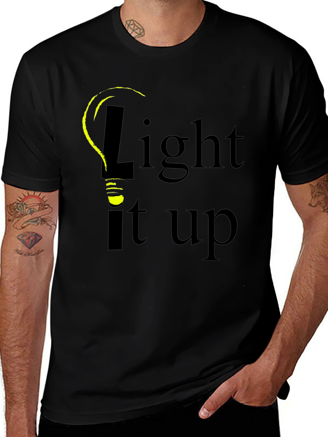 Light It Up Graphic Tee - Black Cotton T-Shirt