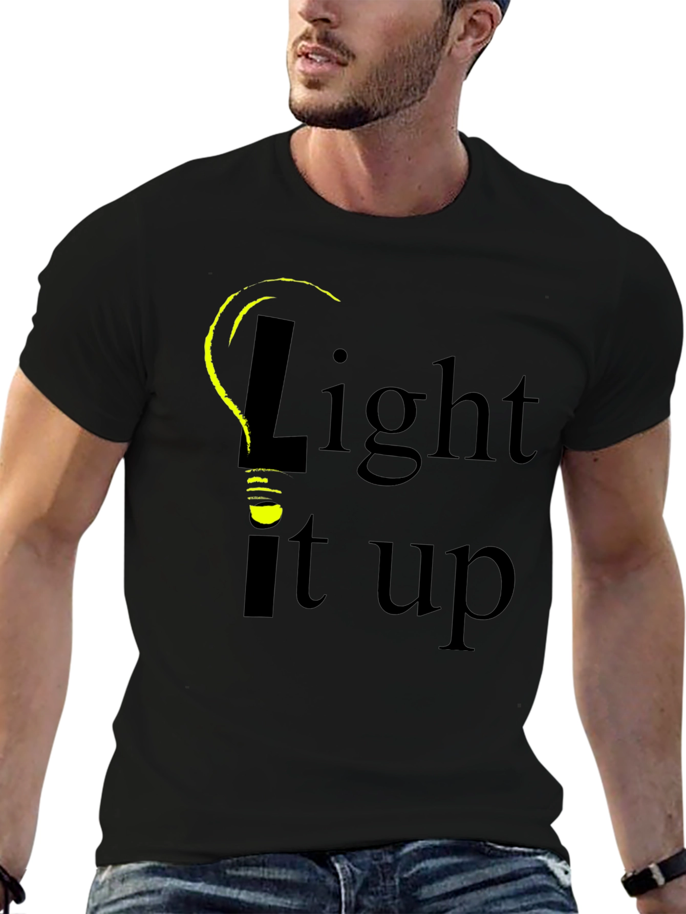 Light It Up Graphic Tee - Black Cotton T-Shirt