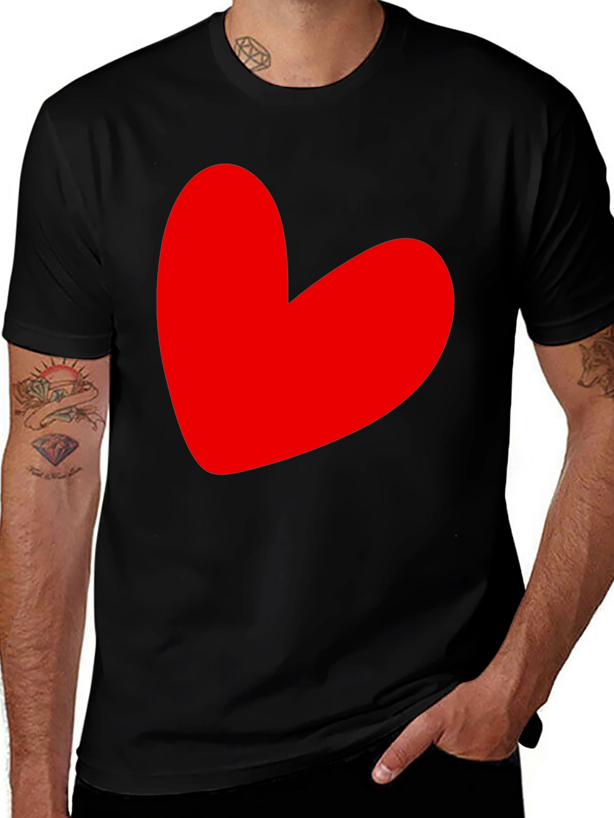 Heart Graphic T-Shirt - Love Design Black Tee