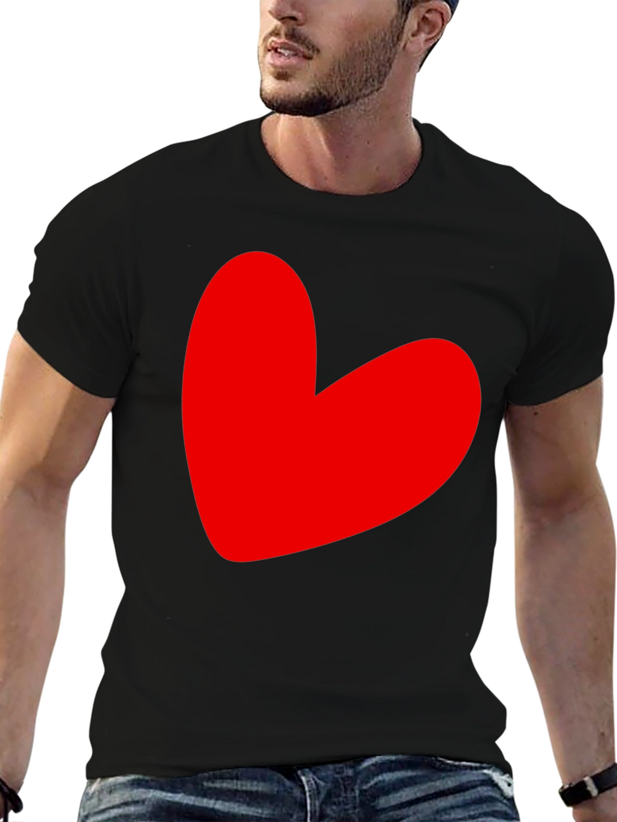 Heart Graphic T-Shirt - Love Design Black Tee