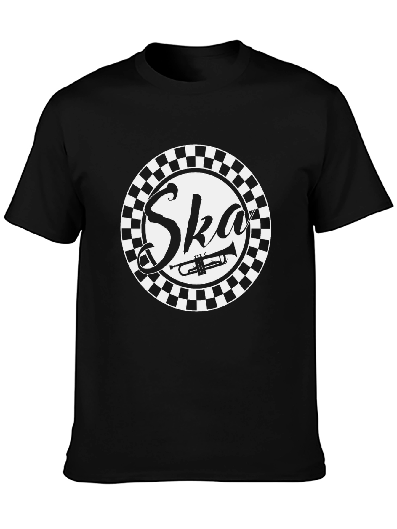 Ska Music T-Shirt - Black & White Checkerboard Design