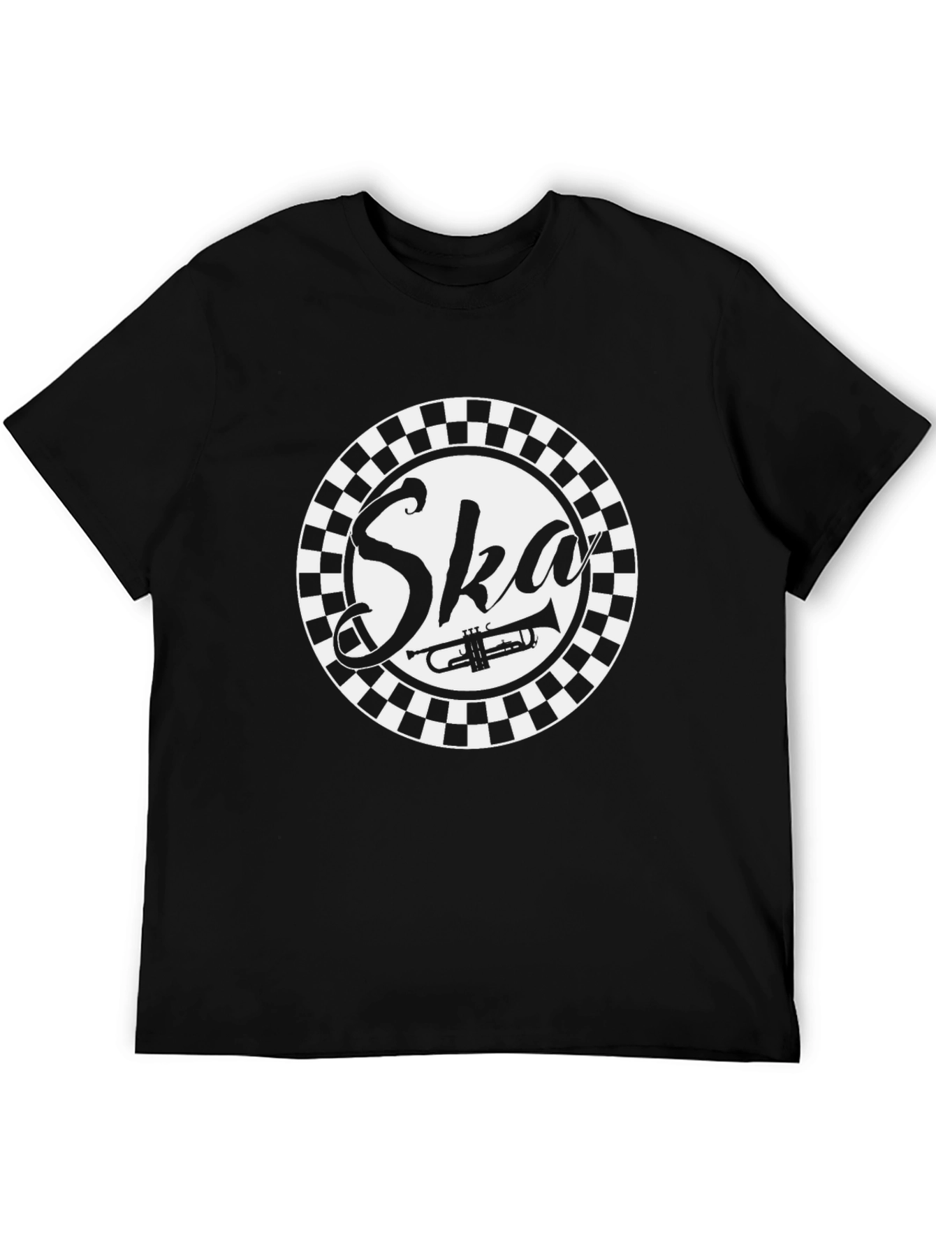 Ska Music T-Shirt - Black & White Checkerboard Design