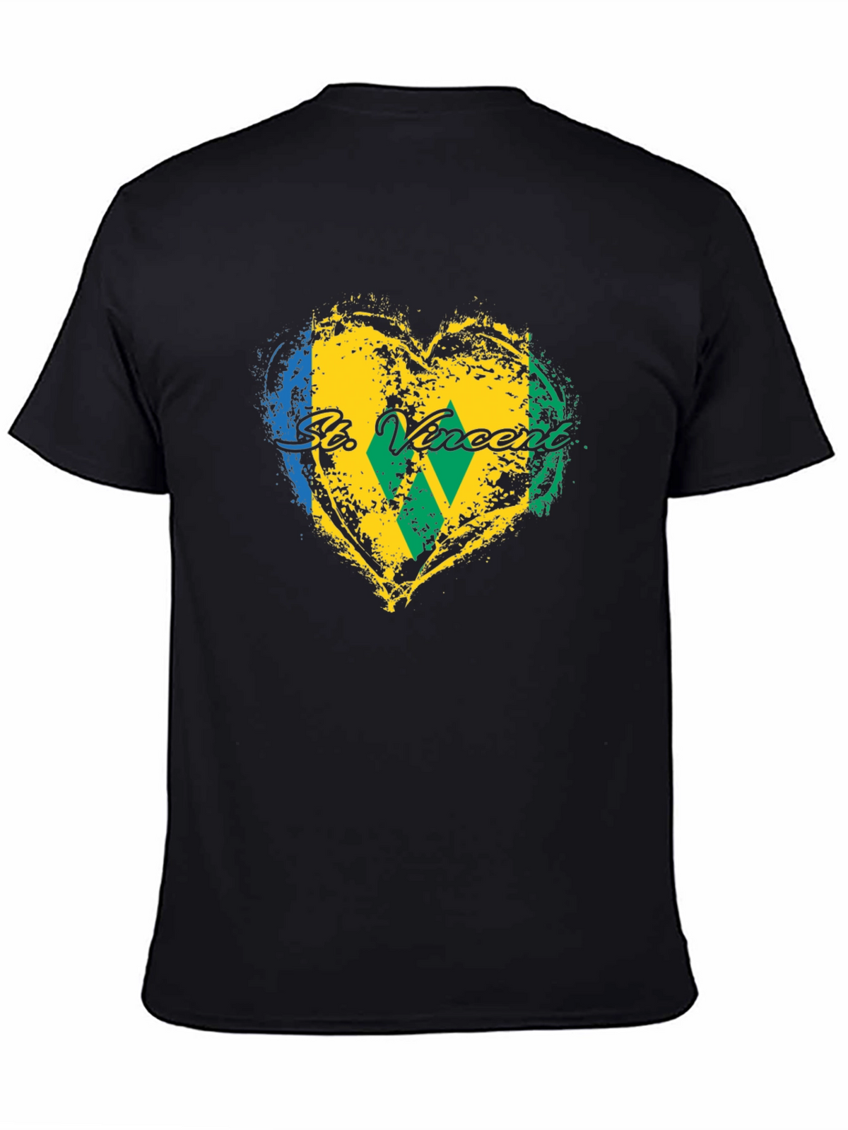 St. Vincent Flag Heart T-Shirt - Black