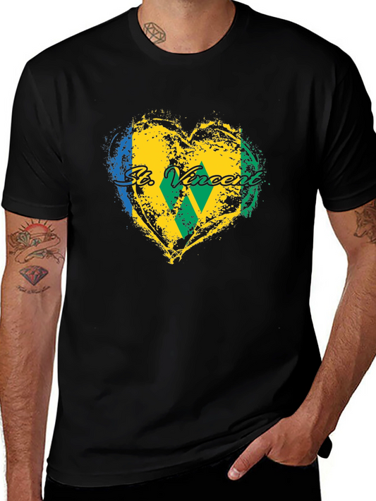 St. Vincent Flag Heart T-Shirt - Black
