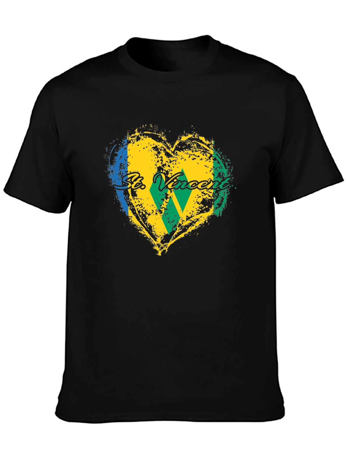 St. Vincent Flag Heart T-Shirt - Black