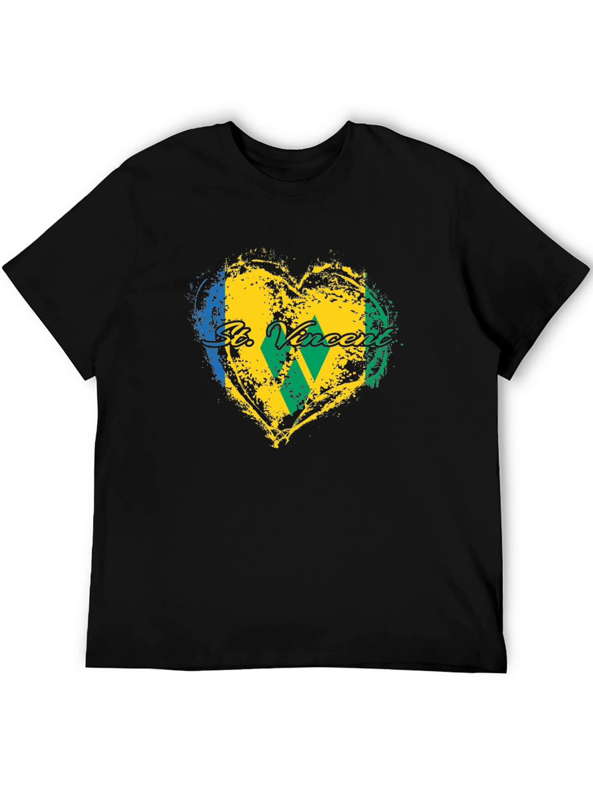 St. Vincent Flag Heart T-Shirt - Black