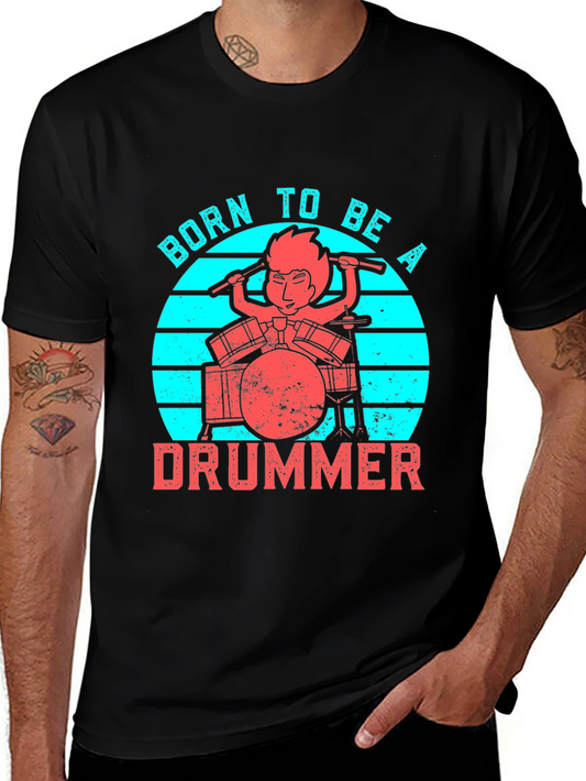 Born to be a Drummer Graphic Tee - Black