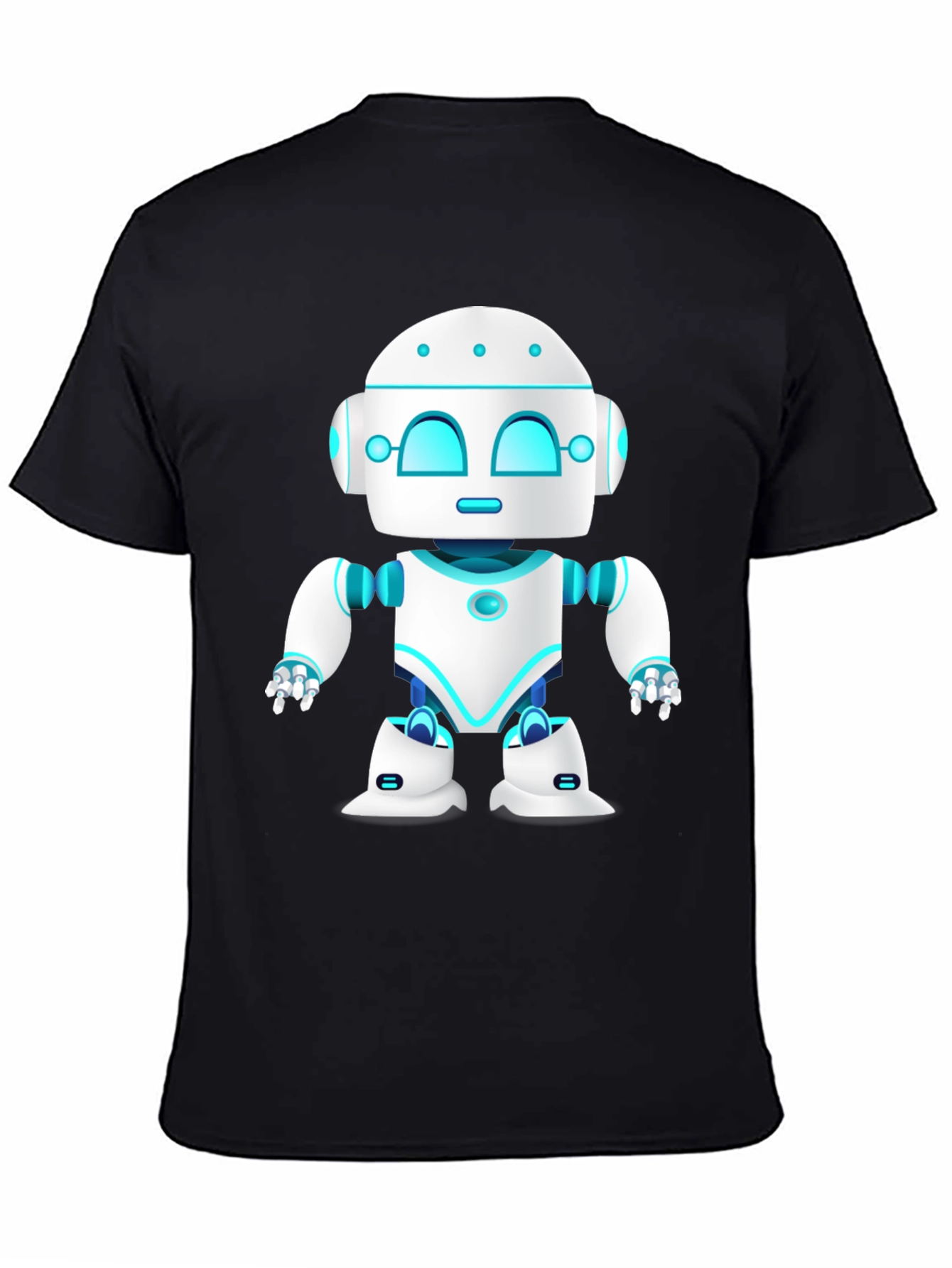 Cool Robot Graphic Tee - Black Cotton Blend